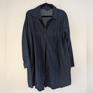 Denim Blue Midi Dress with Classic Fit